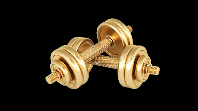 two golden dumbells
